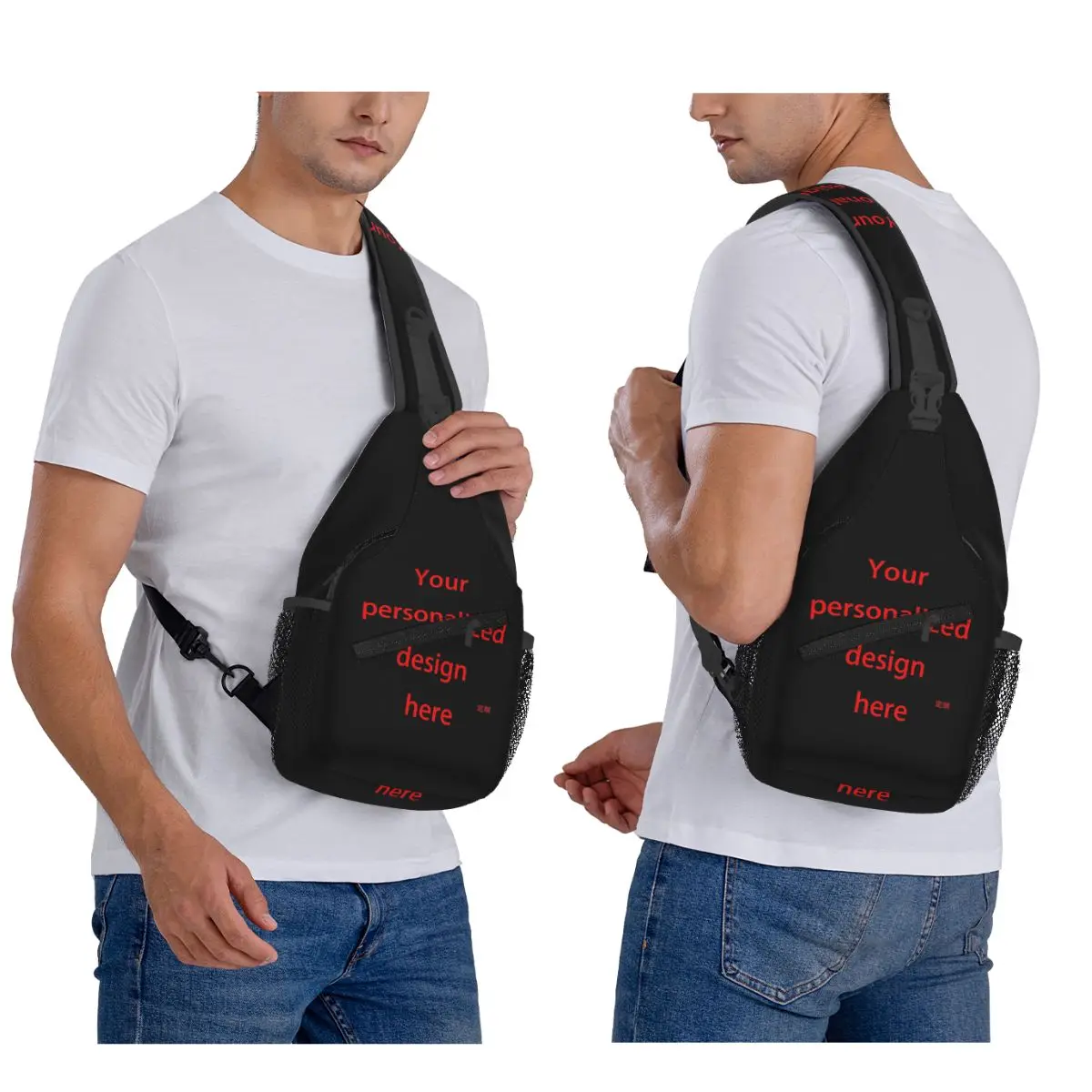 Customized Custom Chest Bag Men Sling Crossbody Backpack Chest Bag Travel Hiking Daypack Shoulder Bag