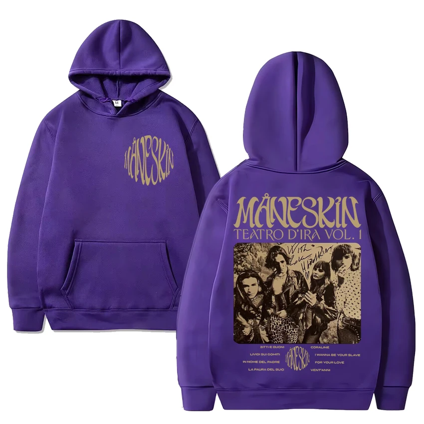 Sudadera con capucha con estampado de bandas de Rock italiano para hombre y mujer, con estampado de Maneskin suéter de lana, ropa informal de gran tamaño, a la moda, 2024