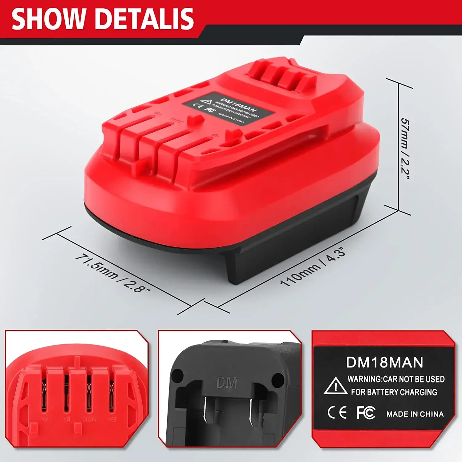 Imagem -05 - Adaptador de Bateria para Artesão 20v Ferramentas para Dewalt 20v e Milwaukee 18v Li-on Bateria Converter para Ferramenta de Artesão