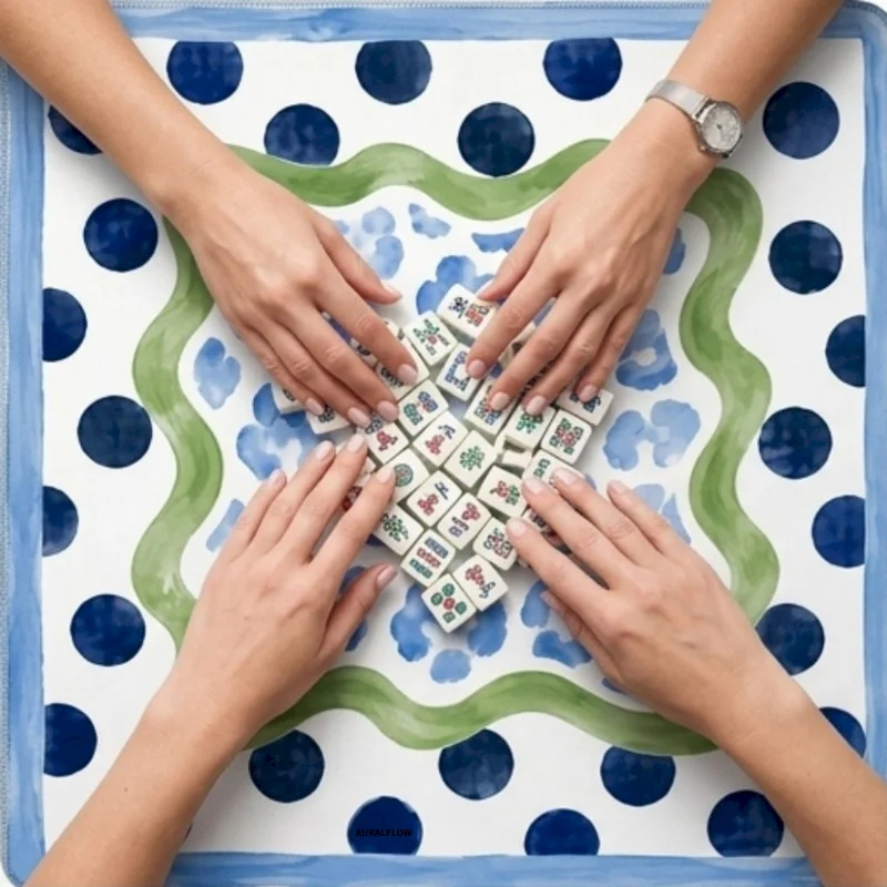 VIKAMA Anti Slip Noise Reducing Mahjong Table Mat, Water Absorbing Quick Drying Table Mat, Poker Table Game, Home Decoration