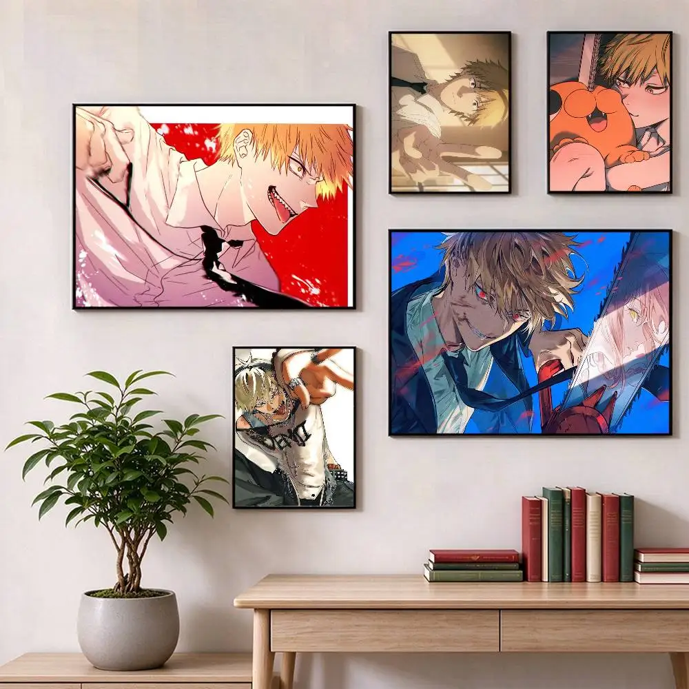 Chainsaw Man Denji  Poster Waterproof Wall Art Sticker For Bar Living Room Vintage Decor High Quality Print Gift