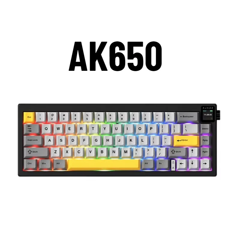 AJAZZ AK650 Mechanical Keyboard Wireless Bluetooth Three Mode RGB Hot Swappable Gasket Portable Pc Business Office Game Keyboard