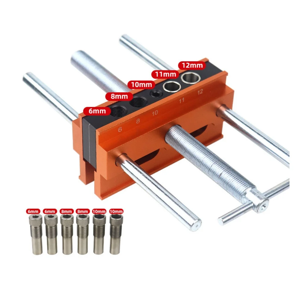 Metal Drill Guide for Vertical Hole Drilling in Wood Compatible with 6mm 8mm 10mm 11mm 12mm Bits and Center Marking Line