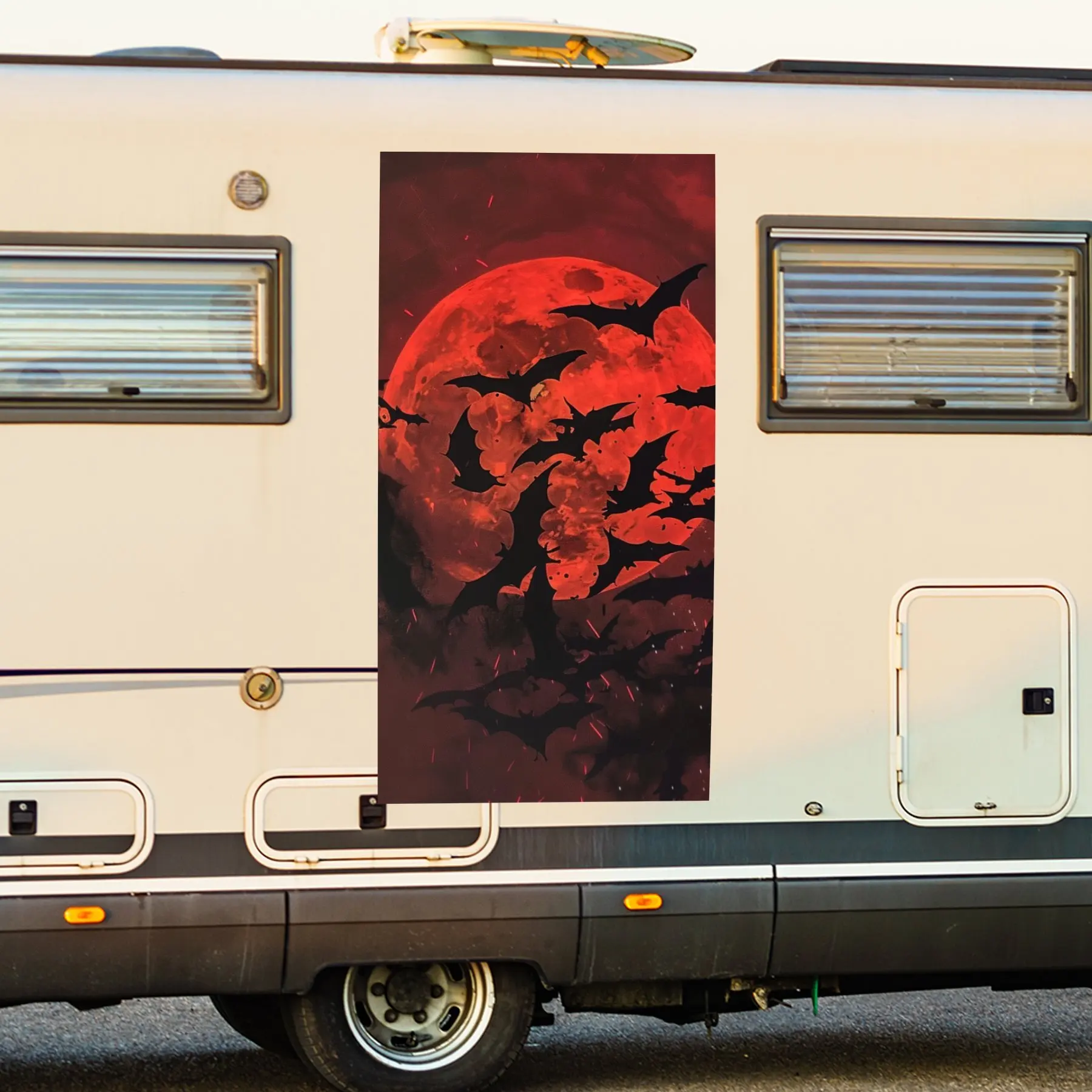 

Автомобильная наклейка «Летучие мыши и красная луна», виниловая наклейка на сторону моторики дома, водонепроницаемая самоклеящаяся виниловая наклейка на сторону т.