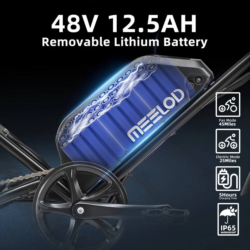 MEELOD DK200 adult E-bike 1008W 48V 12.5Ah battery commute Electric Bike,20-inch Fat Tire E-Mountain bike image 5