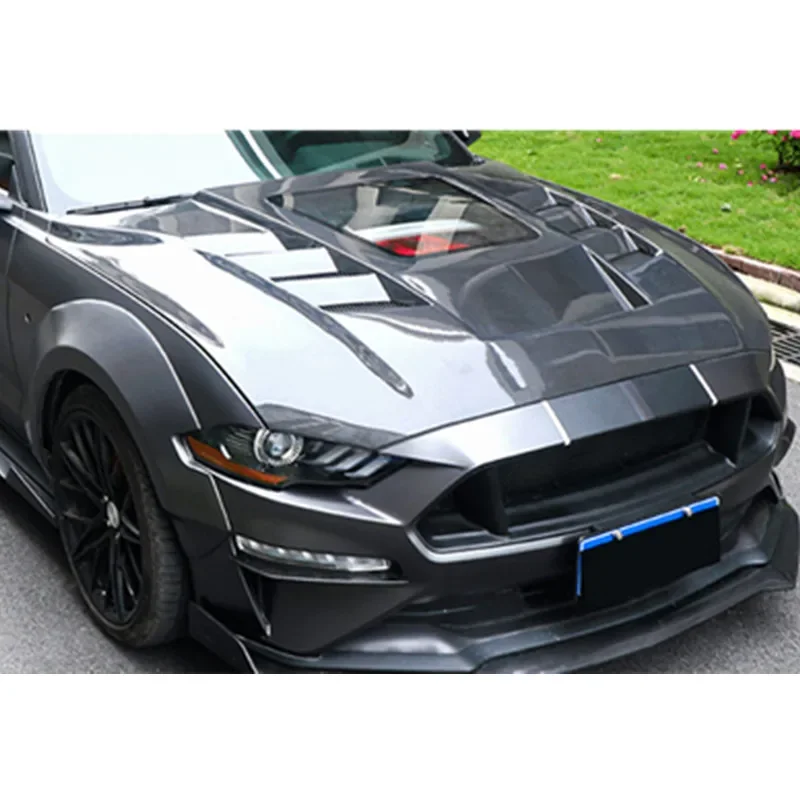 Carbon Fiber transparent Front Engine Hood Bonnet for Ford Mustang Coupe Convertible 2 Door 2018 2019-UP Car Styling