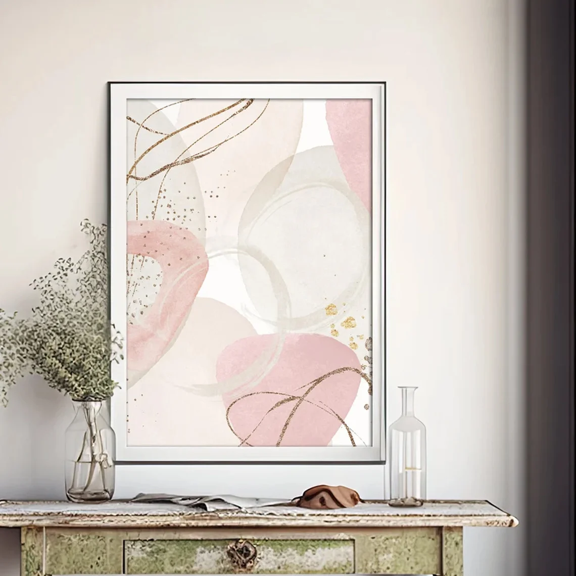 3pcs Set Wall Art Pink Canvas Print Painintg Modern Abstract Art Minimalist Living Room Wall Decor Blush Pink Decor Gift Poster