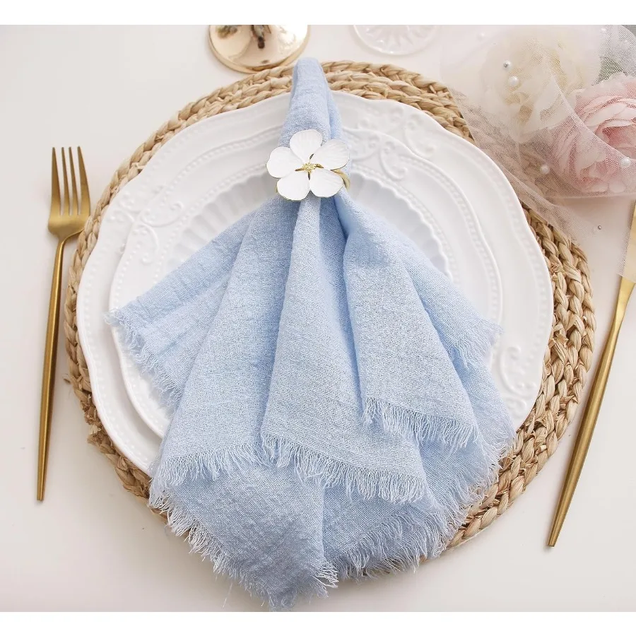 

Fall Cloth Napkins with Fringe Set of 12100% Soft Cotton Gauze Washable Easter Napkins for Wedding Decorative Dinner Parties 16