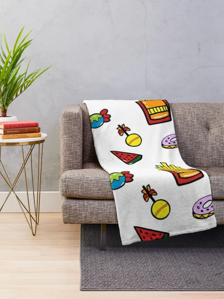 Fancy snack and sweet food design print Throw Blanket Sofas Luxury Throw Blankets