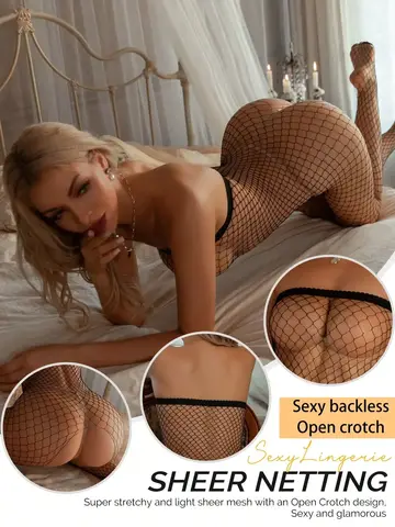 Sexy Lingerie Jumpsuit, Open Crotch Exposed Breast Bra Mesh Suit, Women's Jumpsuit And Sexy Lingerie Set