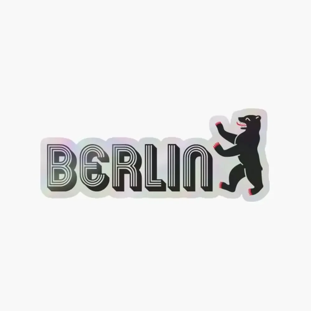 

Berlin Holographic Sticker for Laptop Decor Bedroom Car Cute Cartoon Art Fashionable Public Suitcase