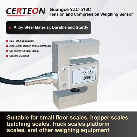 YZC-516C S Beam Load Cell 100kg 200kg 1t 2t Pull Pressure Sensor Tension Compression Force Measurement