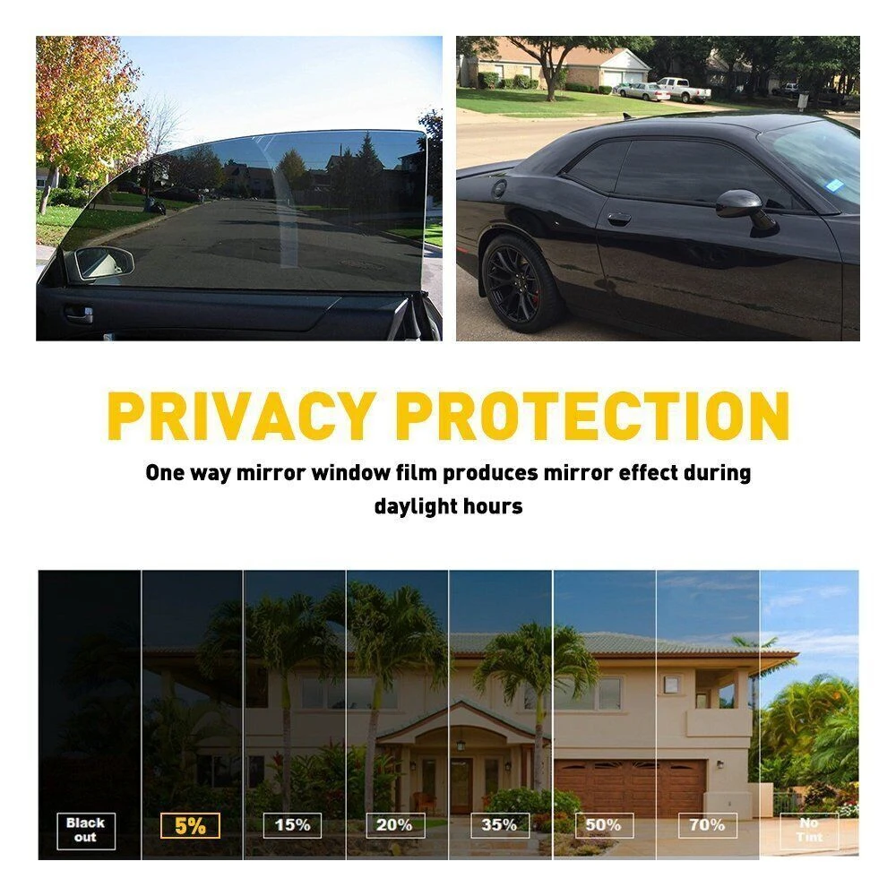 Car Window Tinted Film 75cm×3m Solar Protection Privacy Window Tanning Film Car Shading Dark Glass Window Foils with Tools