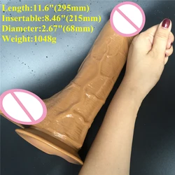 11.6 inch D: 6.8 cm  Big Dildo Super huge Thick  Dildos Sturdy Suction Cup realistic Penis Dick for Women Horse Dildo sex toy