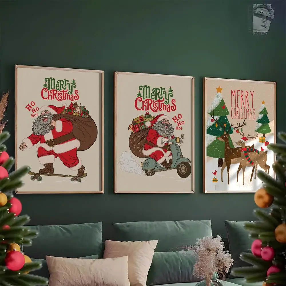 عيد ميلاد سعيد ملصق ريترو مقاوم للماء جدار الفن لغرفة المعيشة المدخل عطلة ديكور المنزل أفضل هدية #2