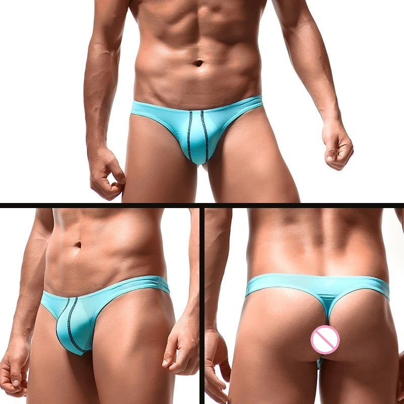 

Silky Briefs Men's Convex Pouch Underwear Ice Silk Ultra Thin Summer Male Panties Smooth Low Waist Man Underpants Трусы Мужские