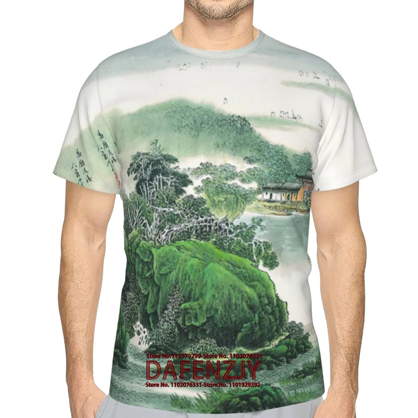 Men's T-Shirt Seaside Scenery Vacation Graphic 3D Printed T-Shirt Casual Short Sleeved Tee Outdoor Men Clothing Tops