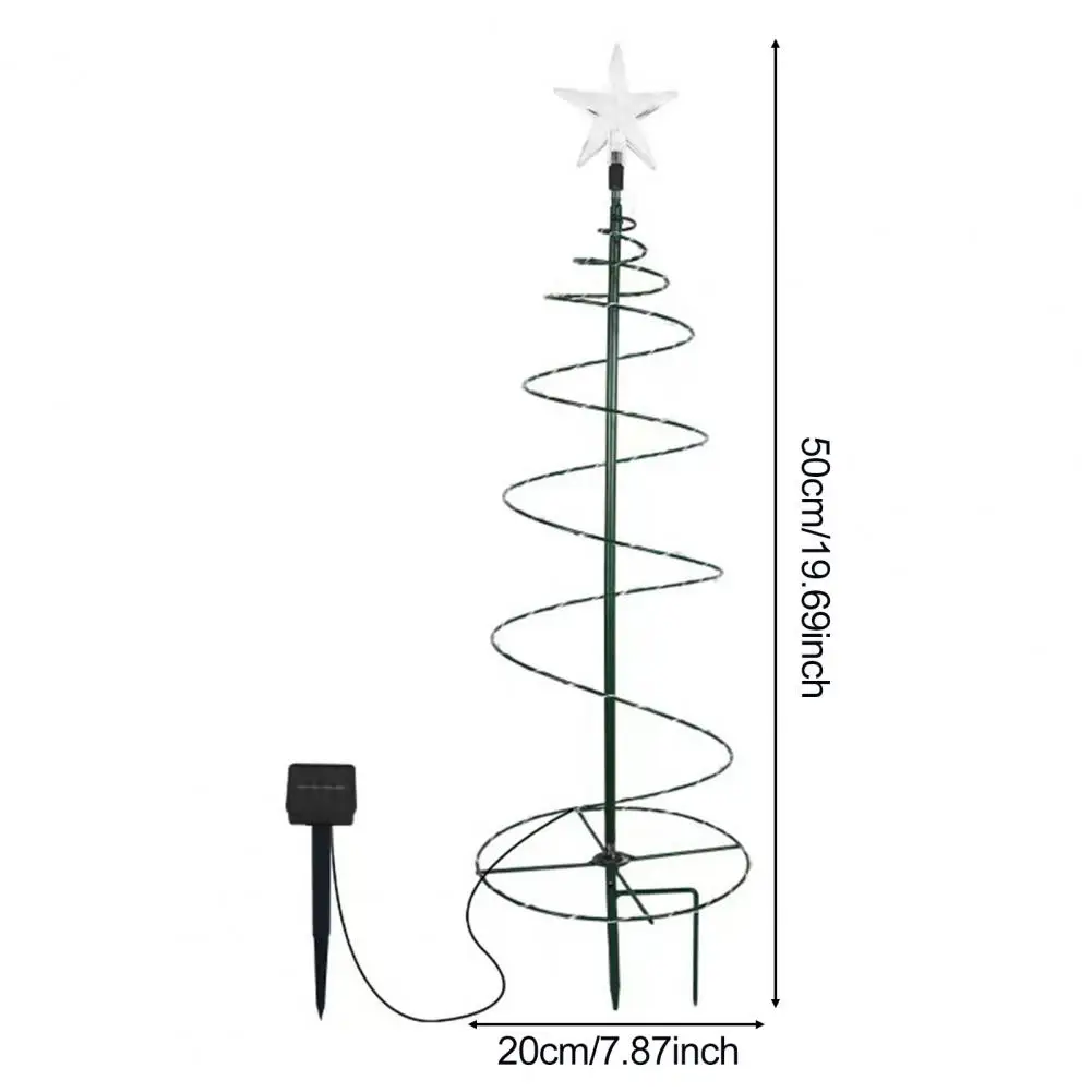 Christmas Tree Lamp Decoration Spiral Tree LED Xmas Tree with Star Topper 3D Solar Garden Lights for Xmas Patio Decor