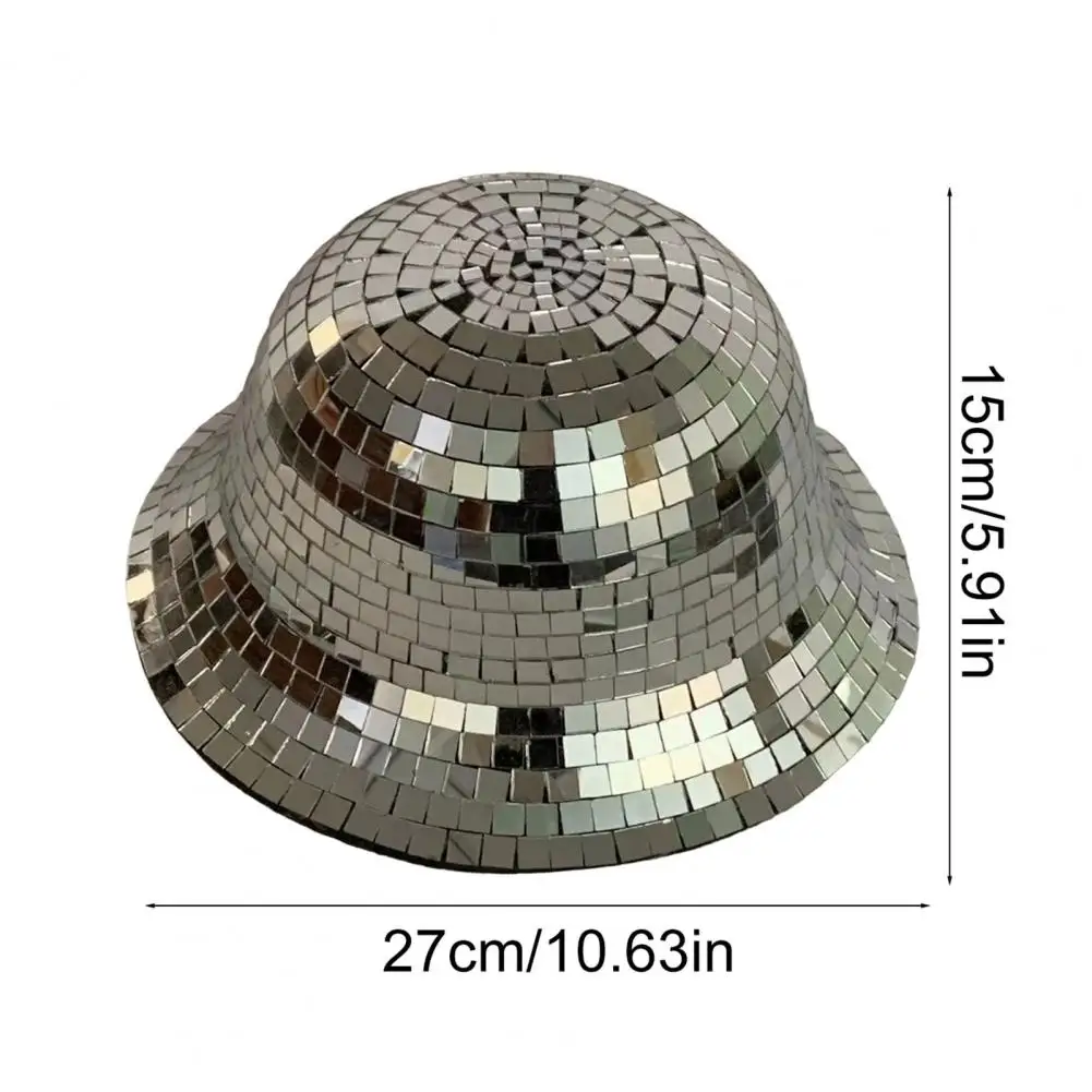 تألق مرآة عاكسة دلو قبعة ديسكو نمط صياد قبعة المهرجانات أعياد الميلاد ليلة نادي قبعة حفلة الإكسسوارات