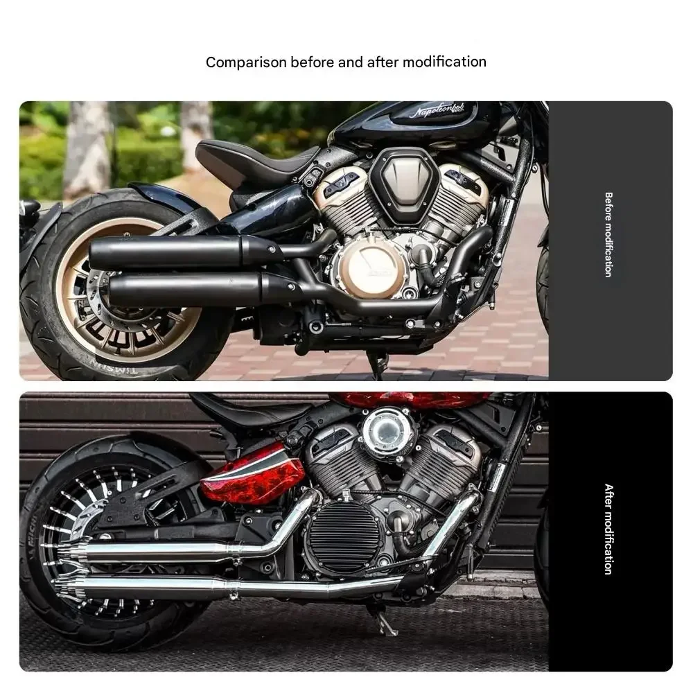 【High Quality​】For BENDA Napoleon bob 500, right-side dual exhaust pipe full-section direct mount.BENDA Napoleon bob 500