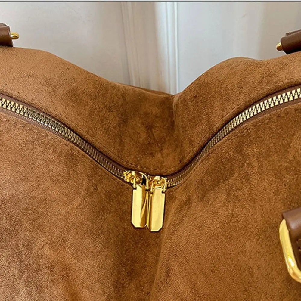 

Zipper Suede Matte Hobo Bag Handbag Large Capacity Vintage PU Crossbody Bag Korean Style Solid Color Female Tote Bag Girls