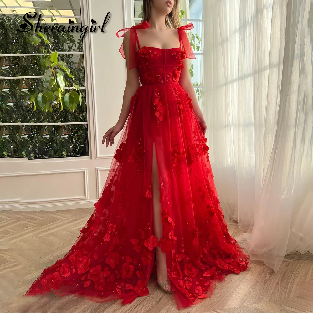 

SHERAIN Glamorous A-line Prom Dresses Appliques Bowknot Side Slit Beading Sleeveless Vestidos de Fiesta Para Mujer Custom Made