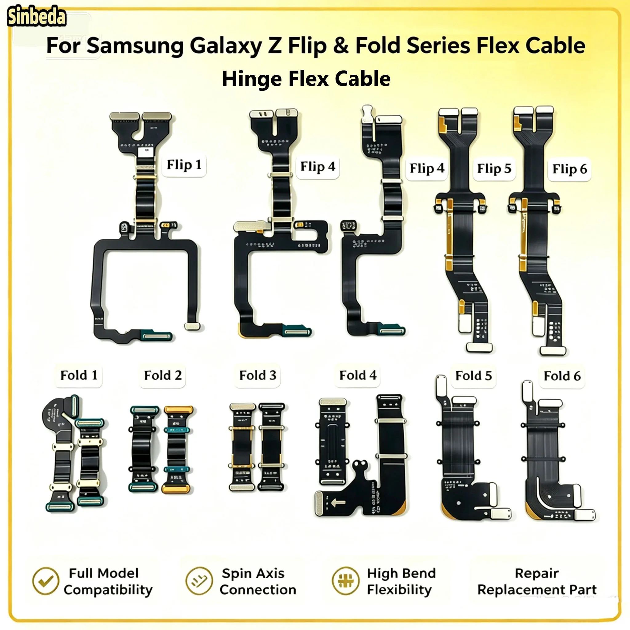 For Samsung Z Flip Fold 1 2 3 4 5 6 7 F711 F721 F731 F741 F936 F946 F956 F966 Mainboard Connector Flex Cable Spin Axis Main Flex