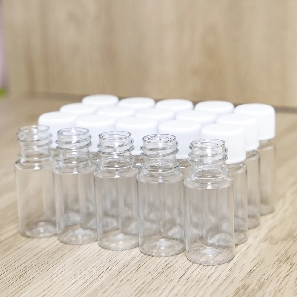 10ml PET Eco-Friendly Transparent Sample Jars Empty Cosmetics Container Bottles Customized Plastic Vials 20Pcs or 100Pcs