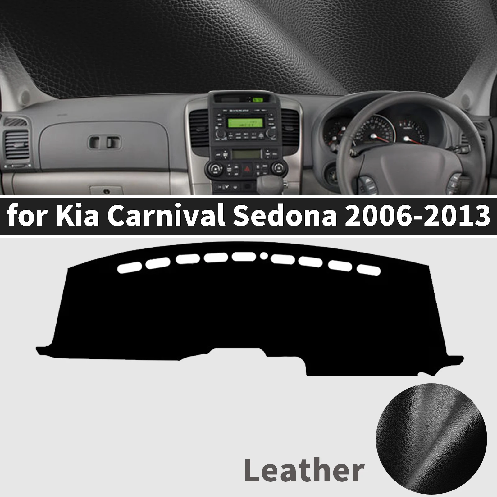 for Kia Carnival 2006-2013 Sedona Dashboard Cover Mat Sunshade Anti‑Slip Dash Carpet Protector Interior Parts Accessories