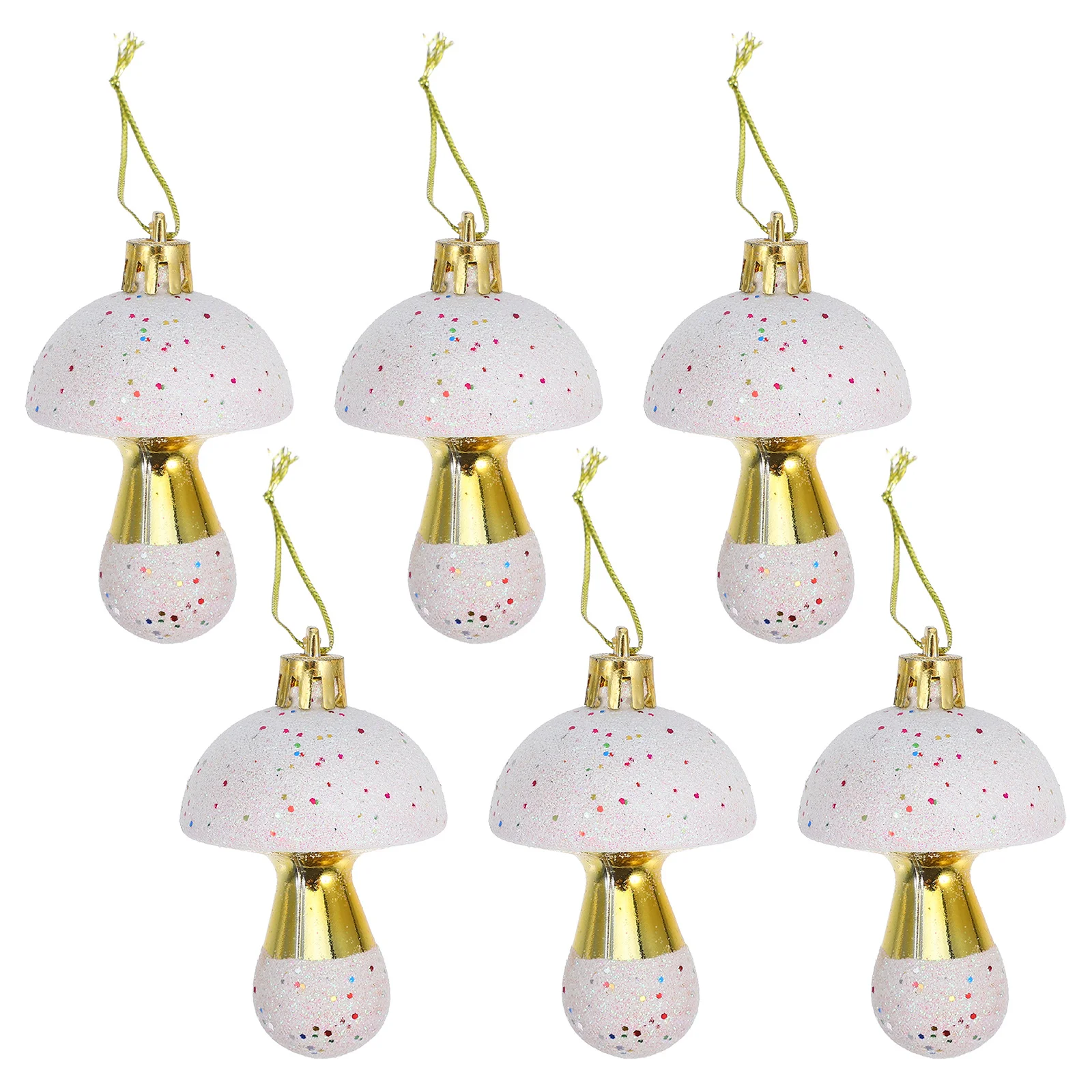 

6Pcs Christmas Mushroom Hanging Ornaments Gold Color Delicate Xmas Tree Decor Party Decoration Xmas Hanging Pendant