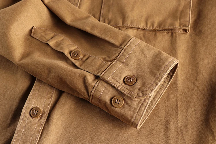 Herbst neue 204 khaki retro waschen einfarbig arbeit hemd männer dreidimensionale tasche trend lose jacke – Detail 14