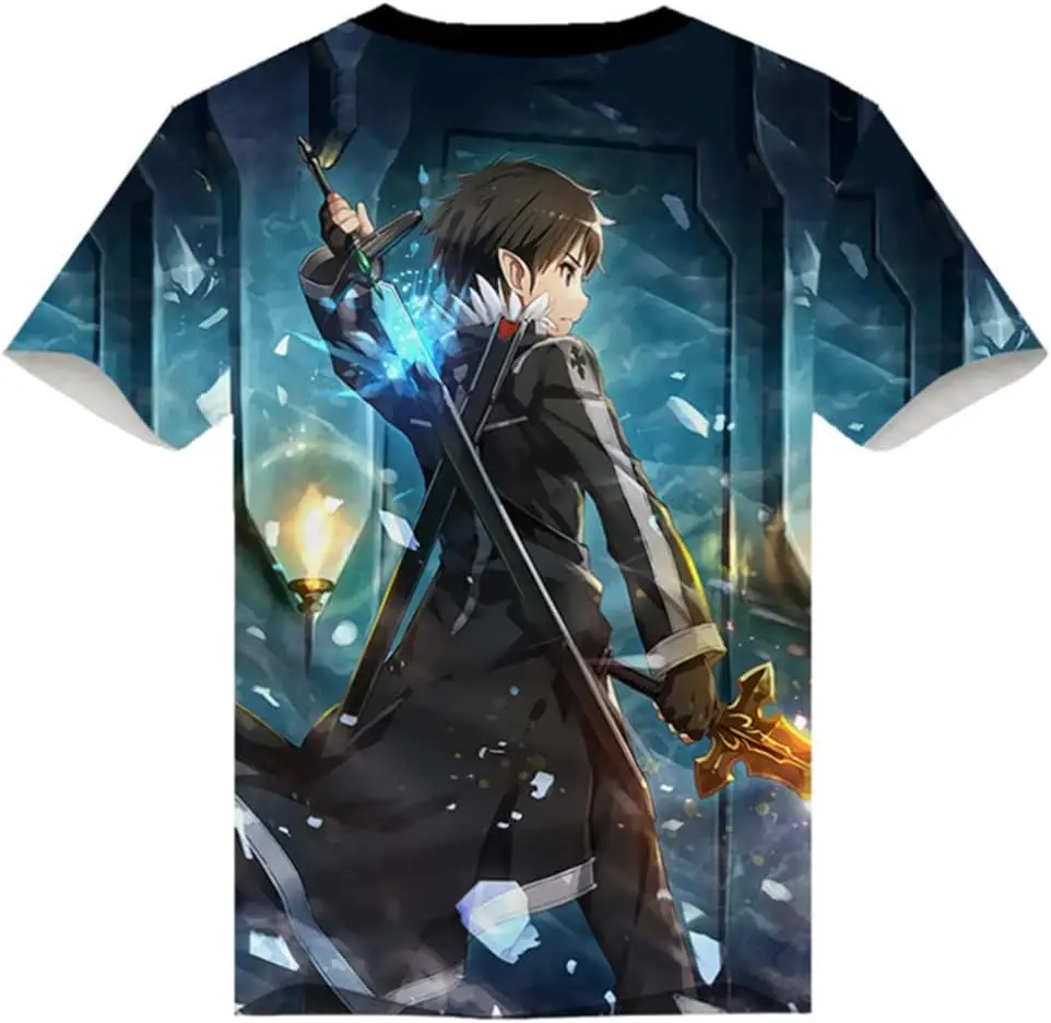 Anime Sword Art Online Kirito SAO 3D Printed T-Shirt Adult Cosplay Funny Short Sleeve Tee Tops