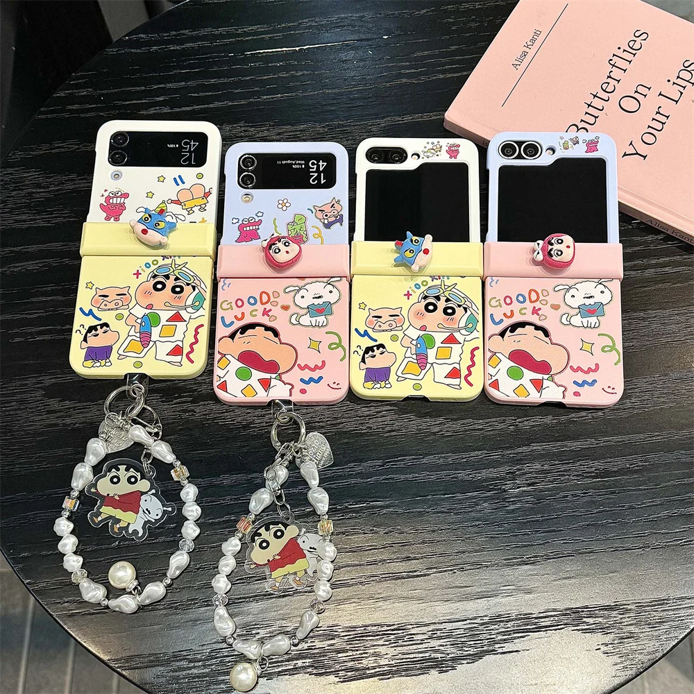 

Funny cartoon shin chan phone case for Samsung Galaxy Z Flip 7 Flip 6 Flip 5 7 4 3 5G Korean INS luxury fashion protective cover