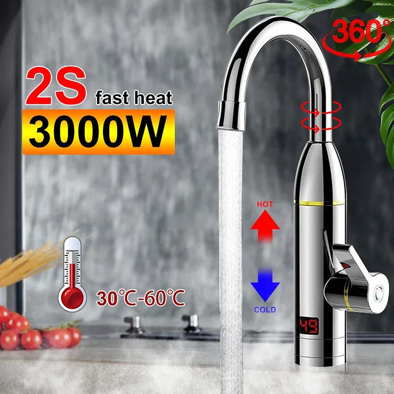 Instant Heating Faucet Heater 3000W 220V Hot Cold Dual-Use Water Tap LED Display