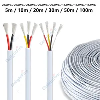 Cable blanco de 4 núcleos 28 26 24 22 20 16 14 18AWG 3 Cable enfundado de 2 núcleos Cable eléctrico de cobre estañado de PVC para altavoz de tira LED