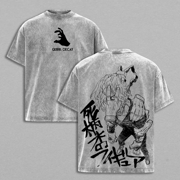 Shigaraki Tomura Printed Tee Anime My Hero Academia Clothing Men Women Retro Washed T-shirts Cotton Tshirt Harajuku Male T Shirt