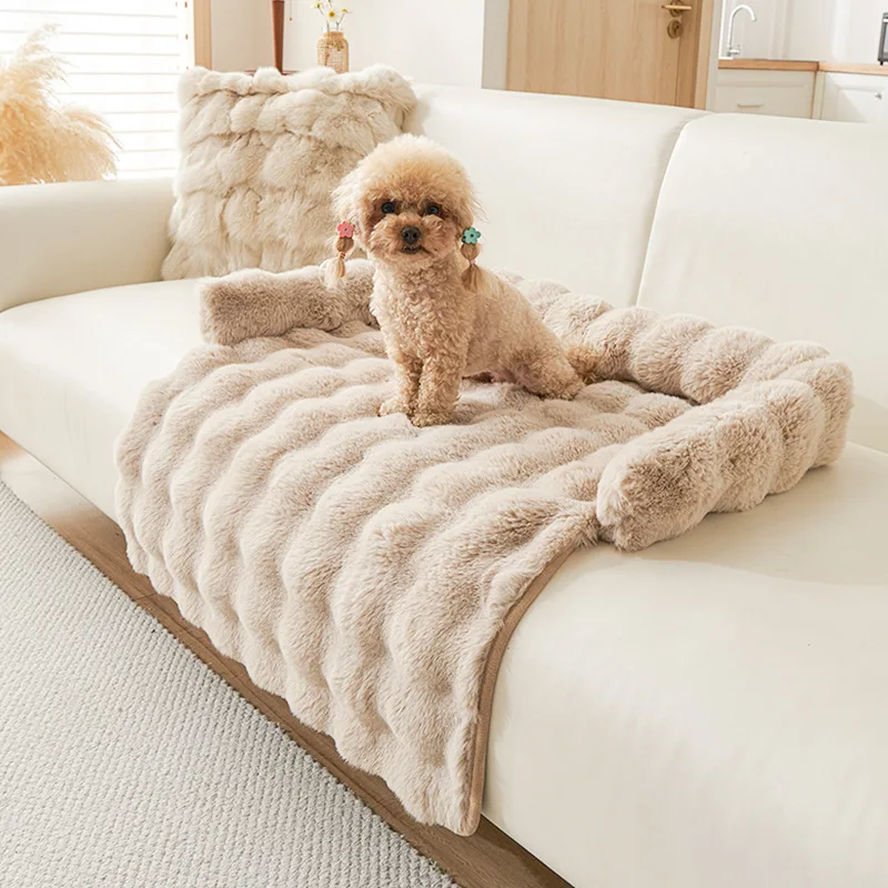 Nieuwe nep konijnenbont grote hondenmat kattenbed huisdiermatras leuk luxe pluche huisdierbed geschikt voor kleine tot middelgrote honden en katten