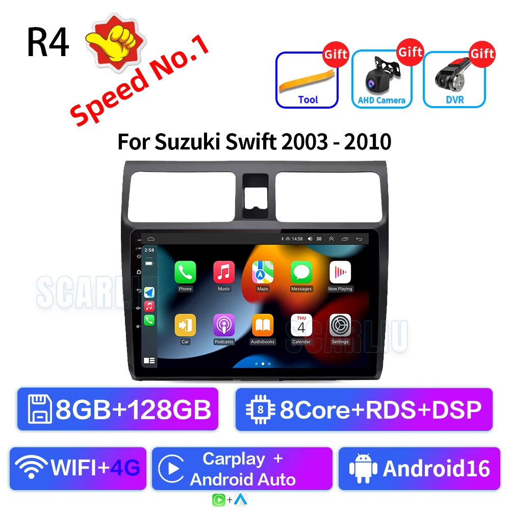 2din Android 16 Autoradio voor Suzuki Swift 2003-2006 2007 2008 2009 2010 Multimedia Speler Carplay Stereo GPS DVD Head Unit