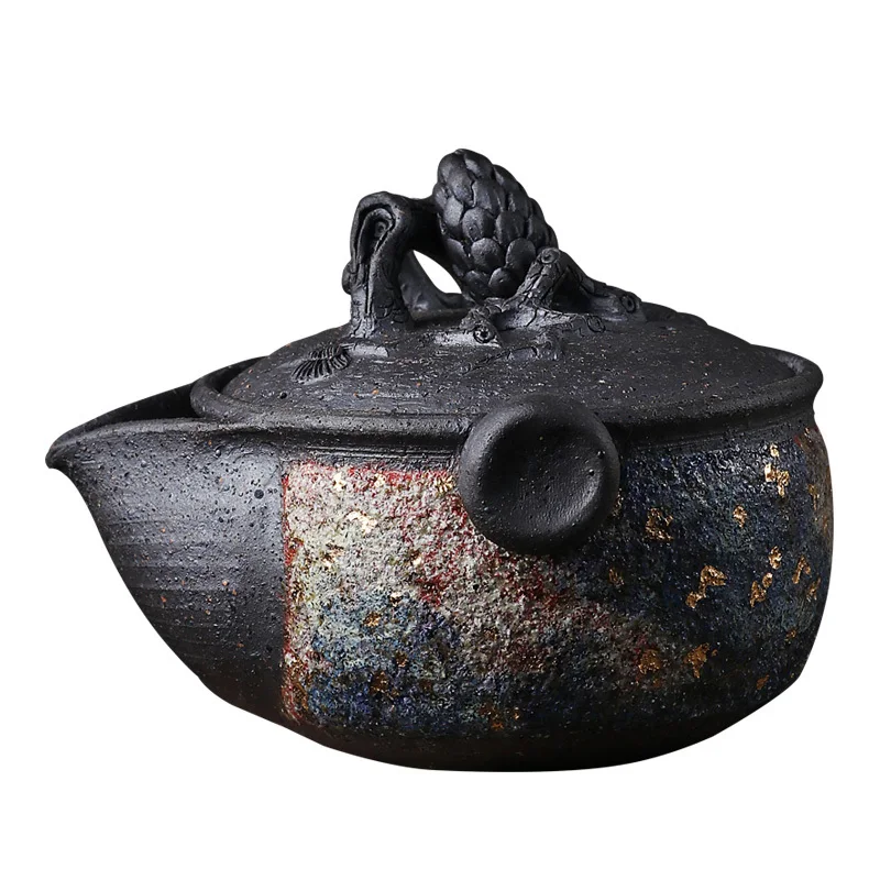 Three Times Gao Yue Rock Mine Treasure Bottle Pot Hand Held Wood Burner Pure Handmade Pinecone Teapot Coarse Pottery