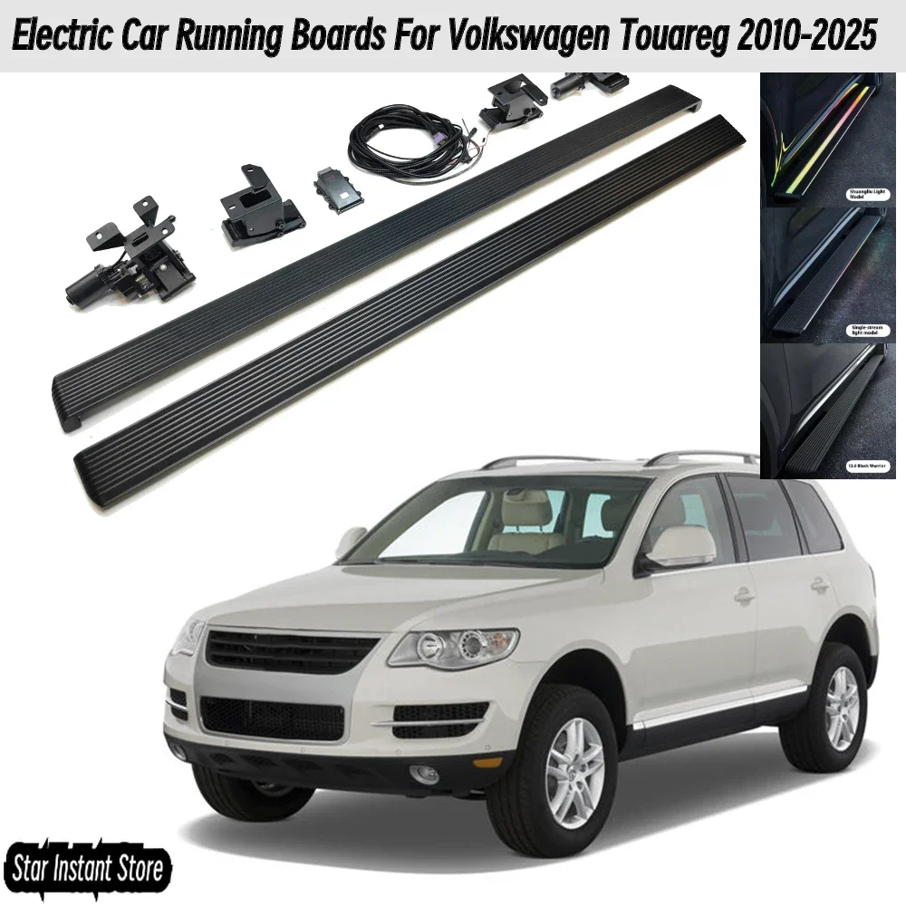 

Автоматические выдвижные подножки для Volkswagen Touareg 2010-2025, электрические боковые ступеньки со светодиодной подсветкой, внедорожники из алюминиевого сплава