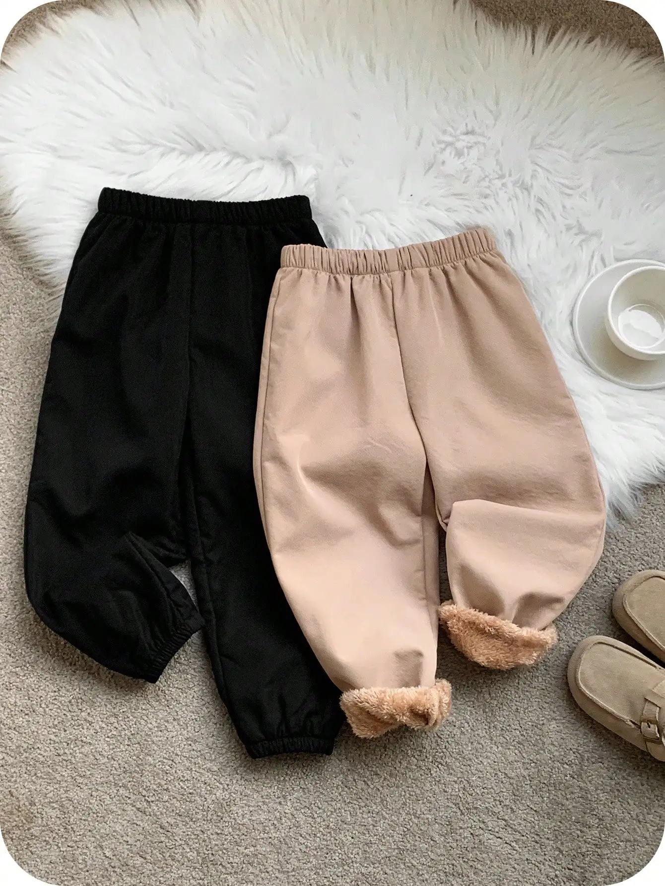 

Комплект из 2-х детских повседневных спортивных брюк с термоизоляцией, черные и цвета хаки