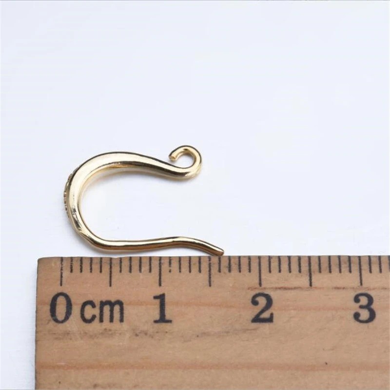10Pcs/Lot New Real Gold Plated U Shape Ear Hooks Charm Connectors Diy Earrings Ornament Jewelry Findings Making Accessories