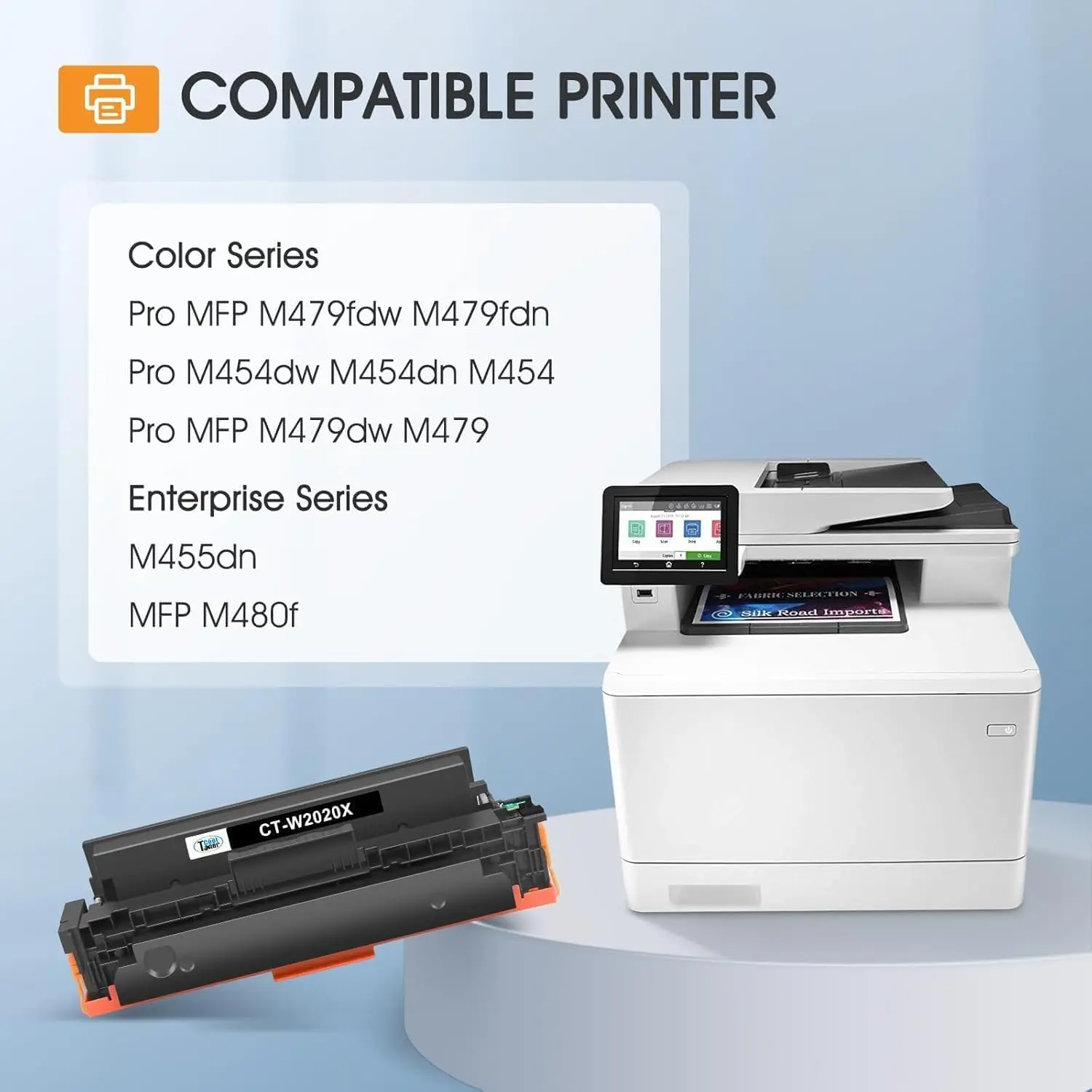 414X Toner Cartridges, 4-Pack High Yield, Compatible with 414X/414A/414 Color LaserJet Pro MFP M479fdw/M479dw/M454dn/M454/M480f Printers, Black, Cyan, Yellow, Magenta (W2020X)