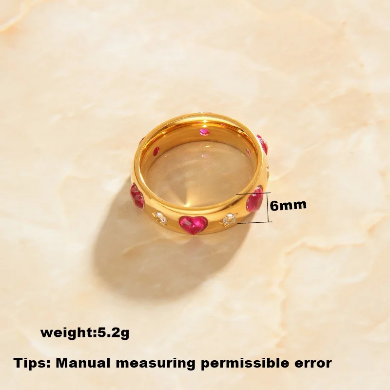 LESIEM Hot selling Gold color size 6 7 8 Goddess engagement ring red love peach heart prices in euros Jewelry for women