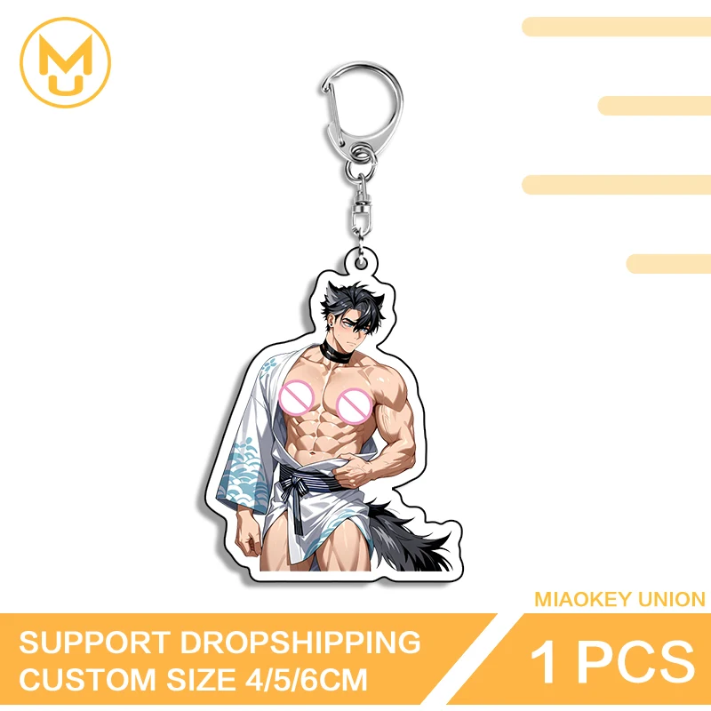 Wriothesley Standing Posture Keychain Alluring Genshin Impact Husband Treasure Keyrings Sexy Game Waifu Uncensored Keyholder