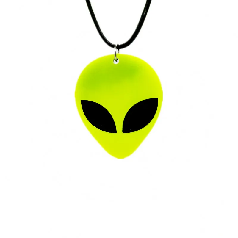 unique Acrylic Alien necklace Cute Funny Cartoon Green Space Head alien pendant necklace Resin alien mask Statement choker