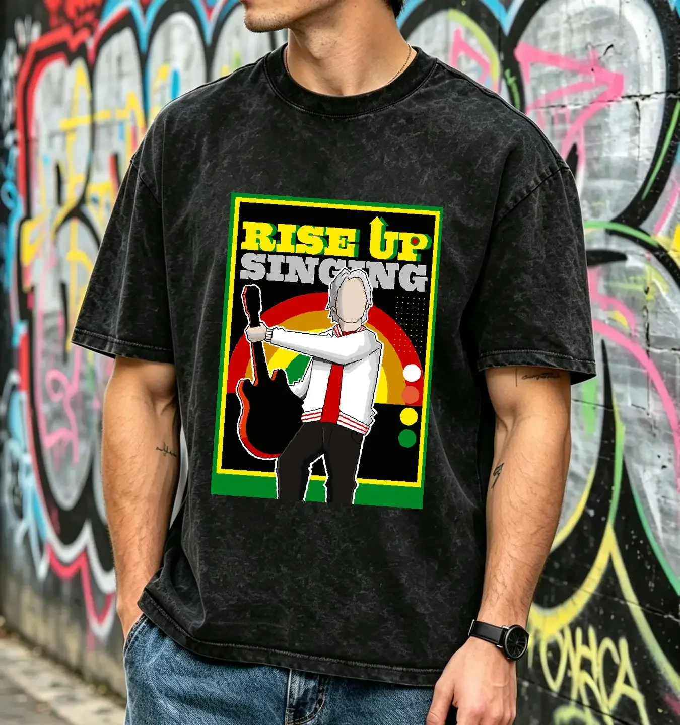 washed T Shirt Paul Weller Rise Up Singing vintage Washed Comfortable Slightly homme graphic Unisex fashion