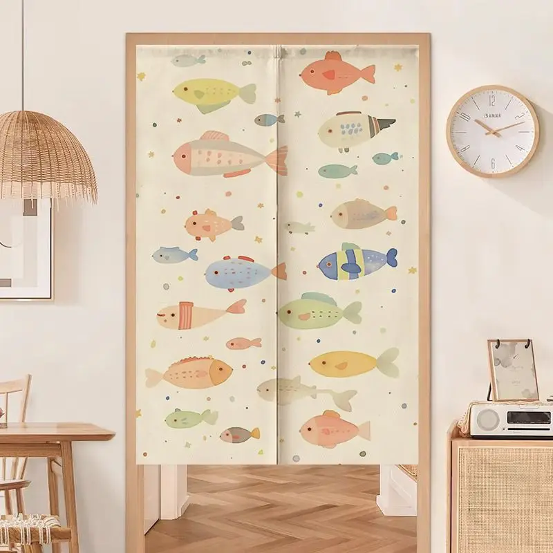VIKAMA Colorful Fish School, Noren Door Curtain, 6 Designs, Doorway Decor for Bedroom Living Room Kitchen