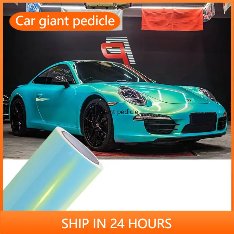 

Gloss Magic Gold Blue Car Wrap vinyl film for vehicle coating. Suitable for car vinyl stickers. Bubble-free easy to install