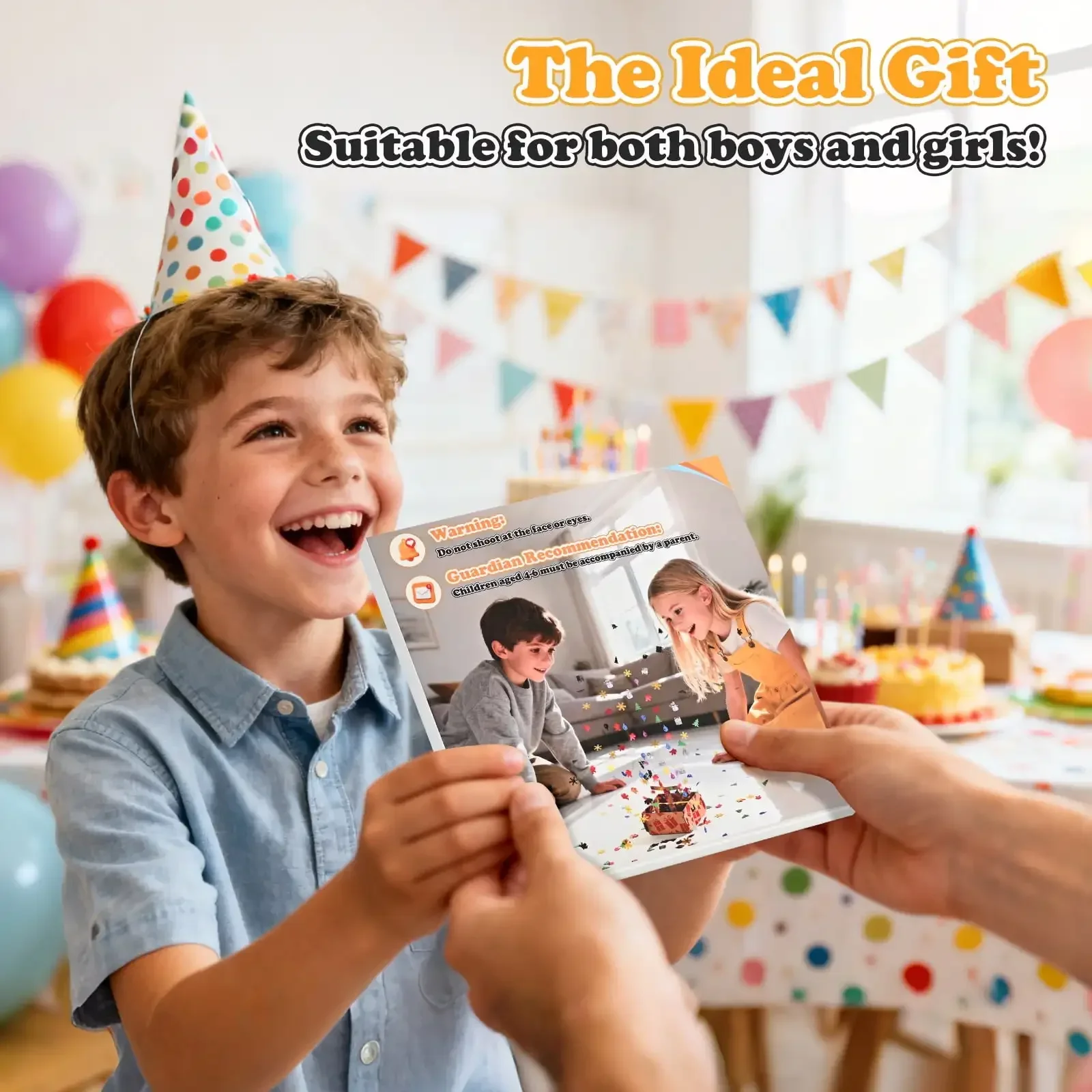 Confetti Surprise Box, Christmas Themed Party Kit - Kids' Birthday Gift & Christmas Present for Ages 4+